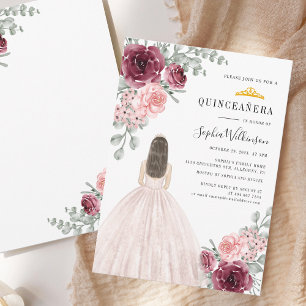 Floral Wasserfarbe Quinceanera 15. Geburtstag Einladung