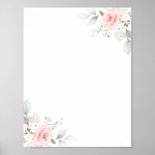 Floral Wasserfarbe Rosa Girl BLANK Poster