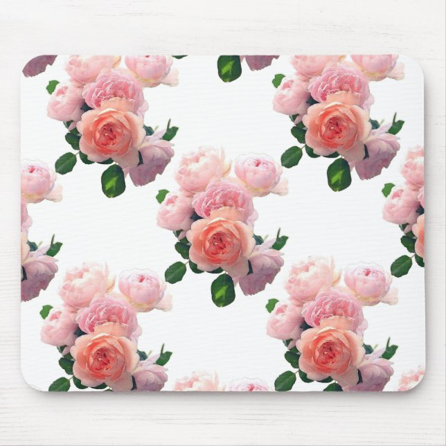 Floral Wasserfarbe Rosa Rosen Elegante Vorlage Mousepad (Vorne)