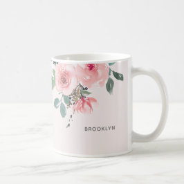 Floral Wasserfarbe Rosa Schöne Rosa Kaffeetasse