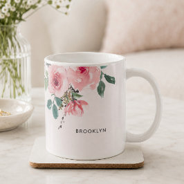 Floral Wasserfarbe Rosa Schöne Rosa Kaffeetasse
