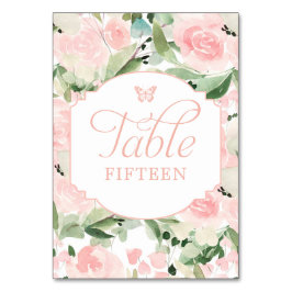 Floral Wasserfarbe Rosa Tischnummer