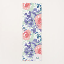 Floral Wasserfarbe weich weich mit Monogramm