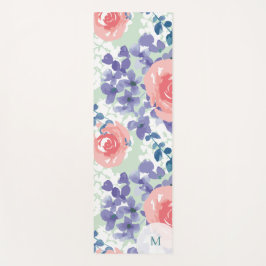 Floral Wasserfarbe weich weich mit Monogramm Yogamatte
