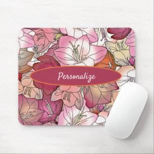 Floral Wasserfarben Pink Purple Blumen Persönliche Mousepad