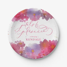 Floral Wasserfarbene Petals & Prosecco Pappteller