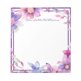 Floral Water Border Personalisiert Notizblock