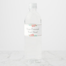 Floral Water Flasche Etikett Babydusche Coral & Aq