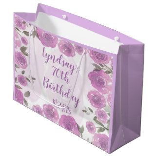 Floral Watercolor 70. Geburtstag Große Geschenktüte