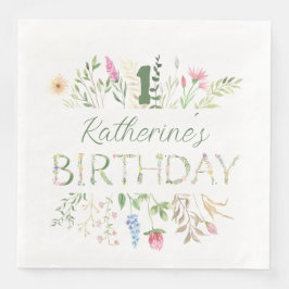 Floral Watercolor Alphabet ABC Geburtstag Serviette