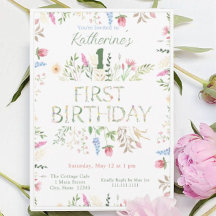 Floral Watercolor Alphabet ABC Geburtstagseinladun