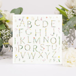 Floral Watercolor Alphabet Paper Napkin Serviette