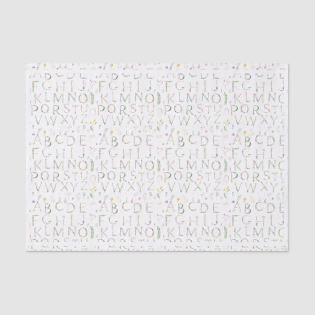 Floral Watercolor Alphabet Seidenpapier (Vorderseite)