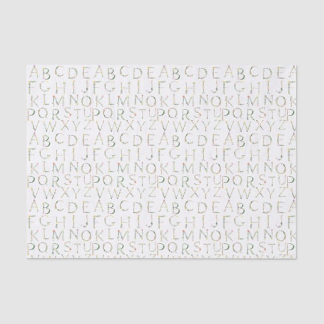 Floral Watercolor Alphabet Seidenpapier (Vorderseite)