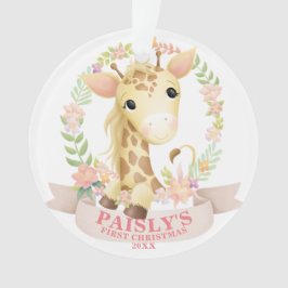 Floral Watercolor Baby Giraffe Weihnachts-Foto Ornament