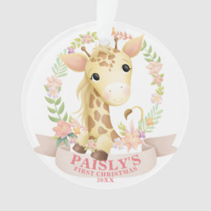 Floral Watercolor Baby Giraffe Weihnachts-Foto Ornament