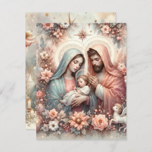 Floral Watercolor Baby Jesus Principe Papier Einladung