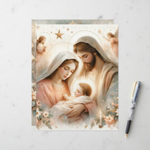Floral Watercolor Baby Jesus Scrapbook