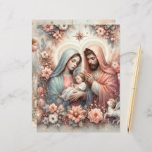 Floral Watercolor Baby Jesus Scrapbook