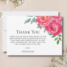 Floral Watercolor Babydusche Vielen Dank