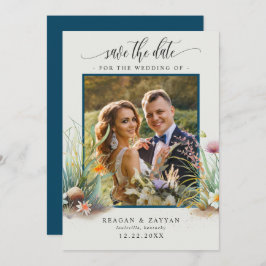 Floral Watercolor Beach Scene Foto Save the Date