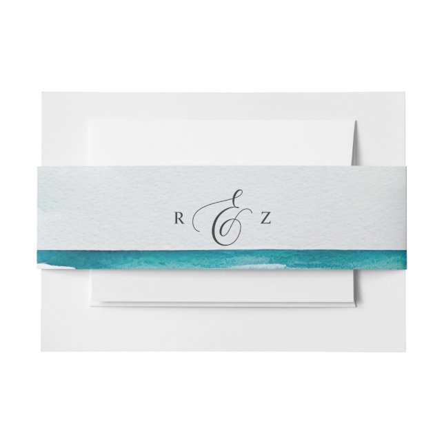 Floral Watercolor Beach Szene Sommer Hochzeit Einladungsbanderole (Vorderseite Beispiel)