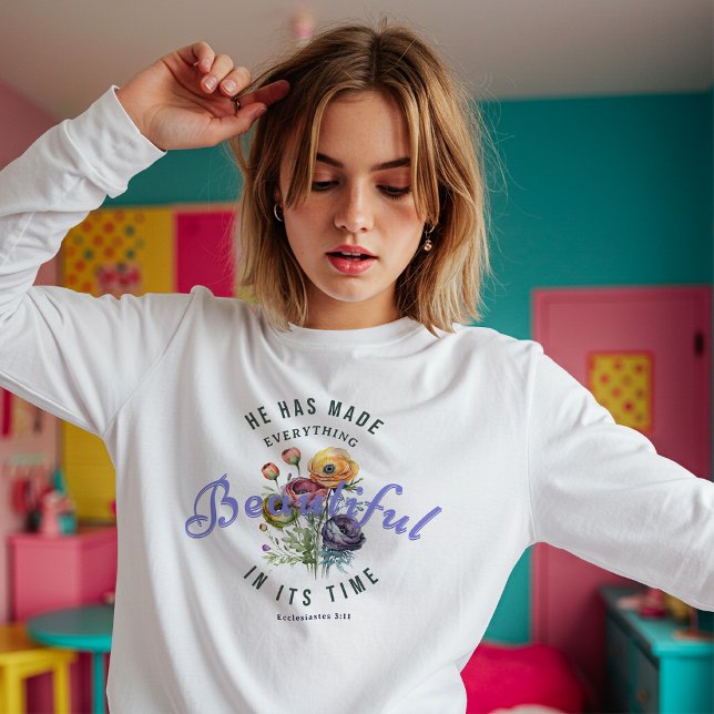 Floral Watercolor Beautiful Scripture T-Shirt (Von Creator hochgeladen)