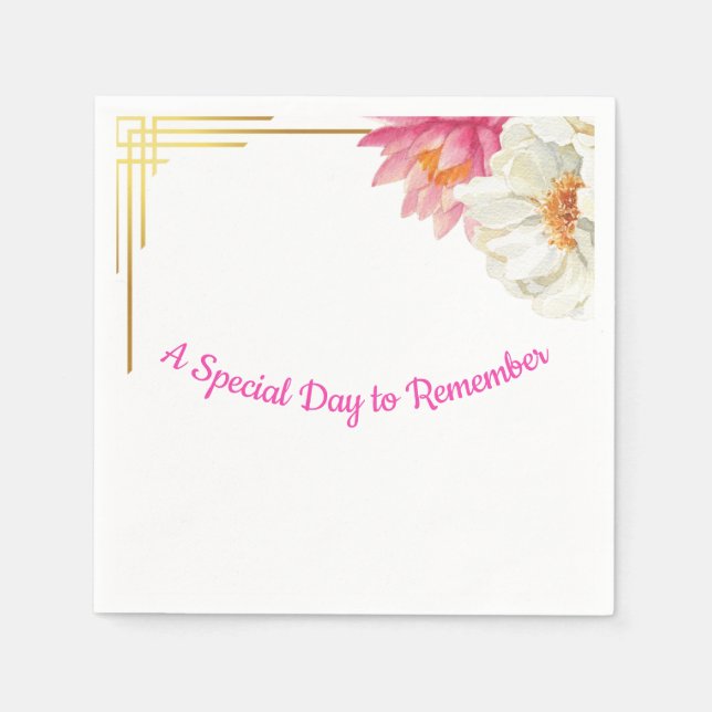 Floral Watercolor Birthday Napkins  Serviette (Vorderseite)