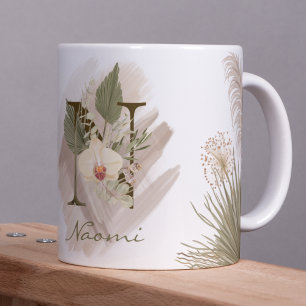 Floral Watercolor Boho Custom Monogram Name Kaffeetasse