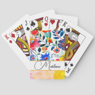 Floral Watercolor Boho Muster tropisch Spielkarten