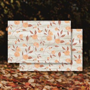 Floral Watercolor Boho Peach Modern Wood Decoupage Seidenpapier