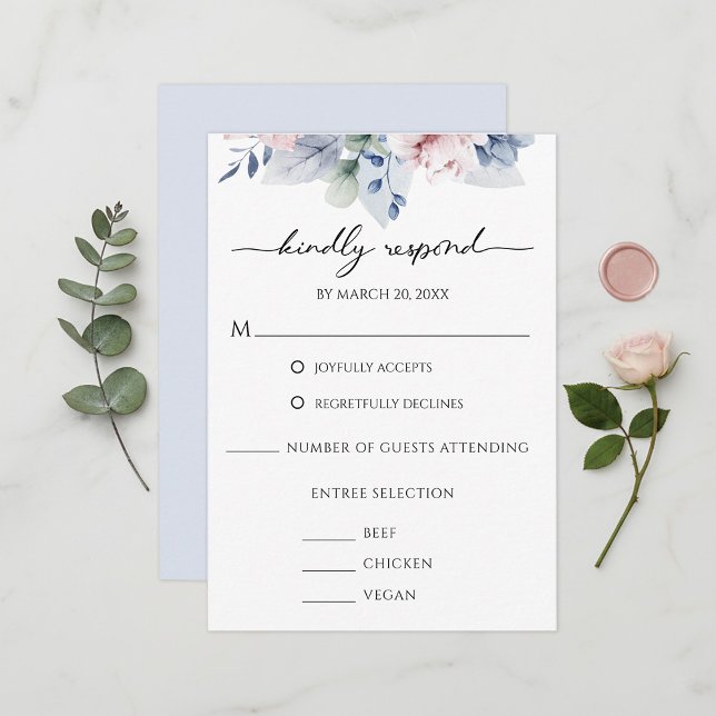 Floral Watercolor Botanical Wedding RSVP Karte (Floral Watercolor Botanical Wedding RSVP Card)