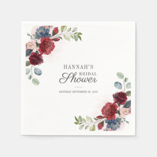 Floral Watercolor Burgundy Blush Brautparty Serviette