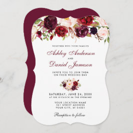 Floral Watercolor Burgundy Wedding Einladung B