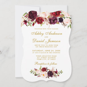 Floral Watercolor Burgundy Wedding Einladung GB