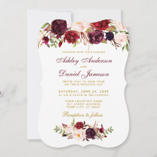 Floral Watercolor Burgundy Wedding Einladung GB
