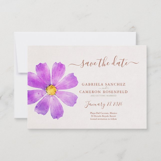 Floral Watercolor Cosmos Daisy Terracotta Wedding (Vorderseite)