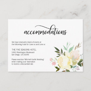 Floral Watercolor Cream Wedding Card Begleitkarte