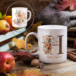 Floral Watercolor Custom Letter H Kaffeetasse