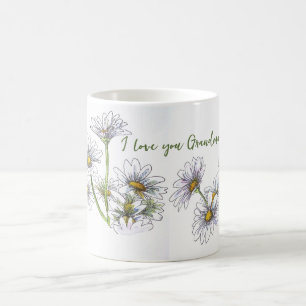 Floral Watercolor Daisy I Liebe You Oma Geschenk Kaffeetasse