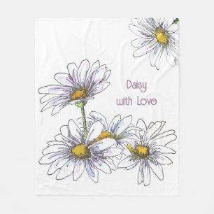 Floral Watercolor Daisy mit Liebe Fleecedecke
