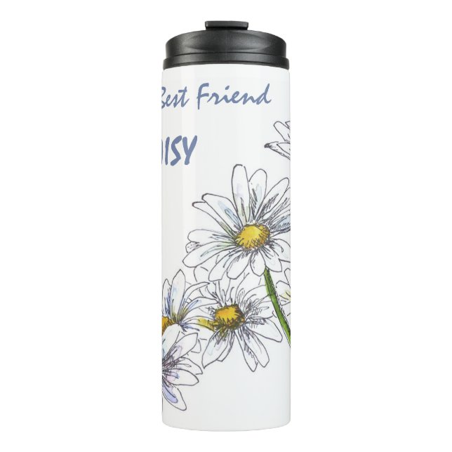 Floral Watercolor Daisy World's Best Friend Thermosbecher (Vorderseite)