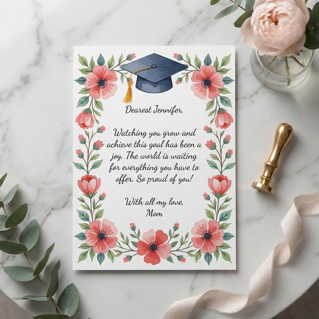 Floral Watercolor Daughter Graduation Poem Card (Von Creator hochgeladen)