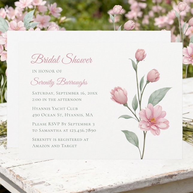 Floral Watercolor Dusty Rose Sage Bridal Showers Einladung (Von Creator hochgeladen)