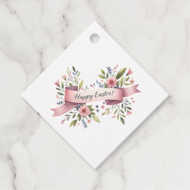 Floral Watercolor Easter  Geschenkanhänger (Vorderseite)