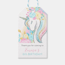 Floral Watercolor Einhorn Girl's Birthday Gefallen