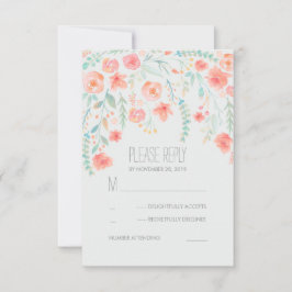 Floral Watercolor Elegante Wedding RSVP Cards Karte