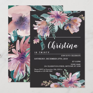 Floral Watercolor Female Geburtstagsfeier Einladung
