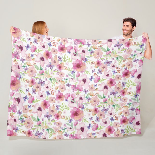 Floral Watercolor Fleece Blanket (Beispiel)