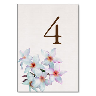 Floral Watercolor Frangipani Tischnummer